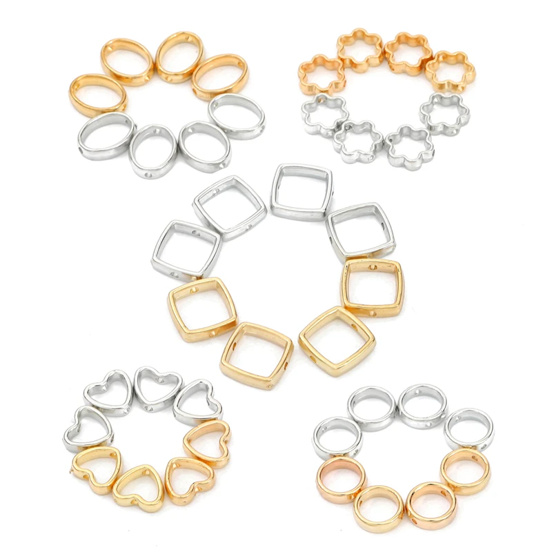 50Pcs Two Hole CCB Love Heart Frame Beads Spacer Connectors Diy Necklace Bracelet Earrings Pendants Jewelry Making Accessories