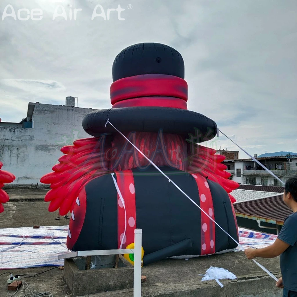 رأس مهرج عملاق مخيف قابل للنفخ بطول 4 أمتار جمجمة المهرج الشريرة للبناء وديكور سقف المنزل