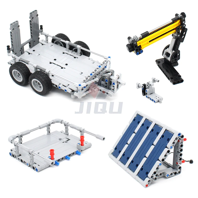 

High-Tech Trailer Hitch Bed Extension Crane Solar Panel Set MOC Building Blocks Pickups F-150 Raptor 42126 Assembly Bricks Toys