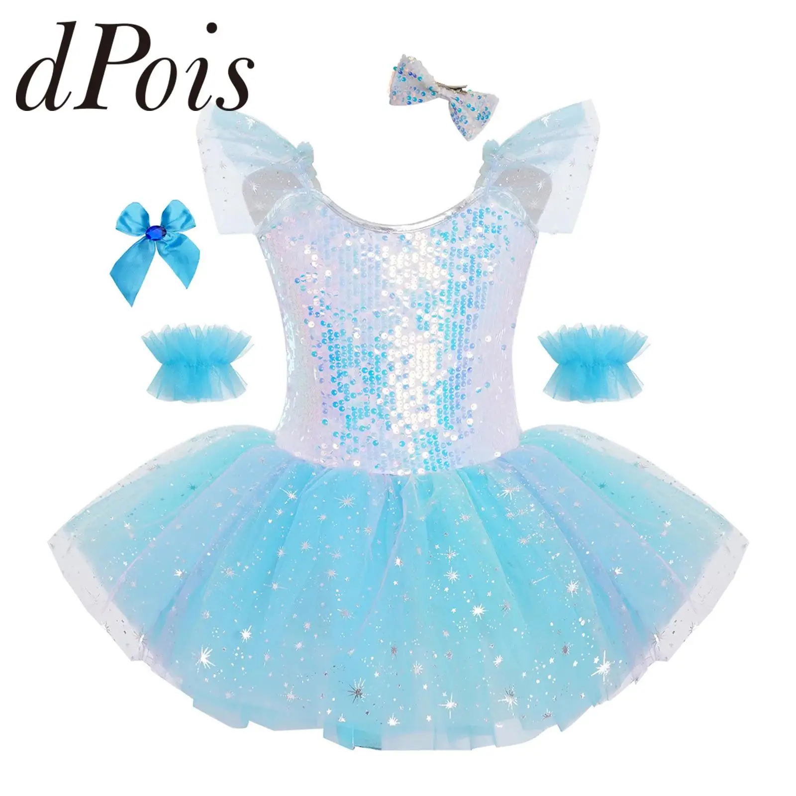 

Детский костюм для джазовых танцев, балетное платье для выступлений, туту для девочек, блестящее платье принцессы с пайетками, тюлевое танцевальное платье, комплекты для танцев