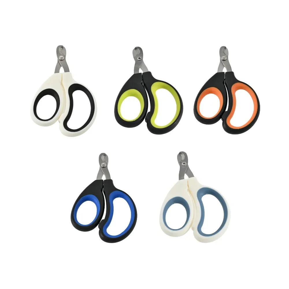 80PCS/Carton 5 Colors Mixed Pet Nail Clippers Dog Cat Claw Trimmer with Sharp Stainless Steel Blade Non-Slip Handle Grooming Tool