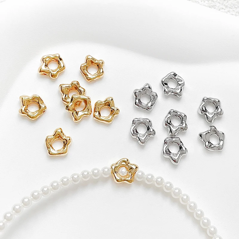 Picture 6: 10pcs Copper Plated Gold Irregular Bead Bead Ring Diy Handmade Jewelry Bracelet Necklace Beaded Accessories