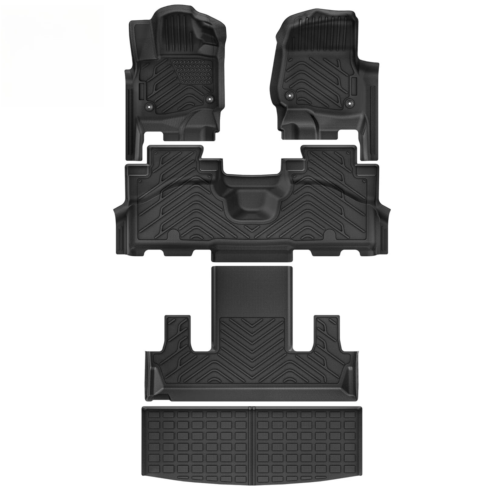 

3D-коврики + защита багажника для Ford Expedition 2018-2025 с сиденьями-корзинами на 2-м ряду