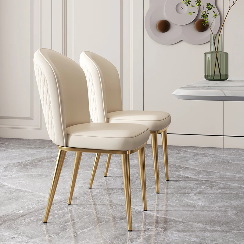 Luxury Leather dining chair Modern backrest stool Dining room furniture INS design hall reception Negotiating cofe soft chair