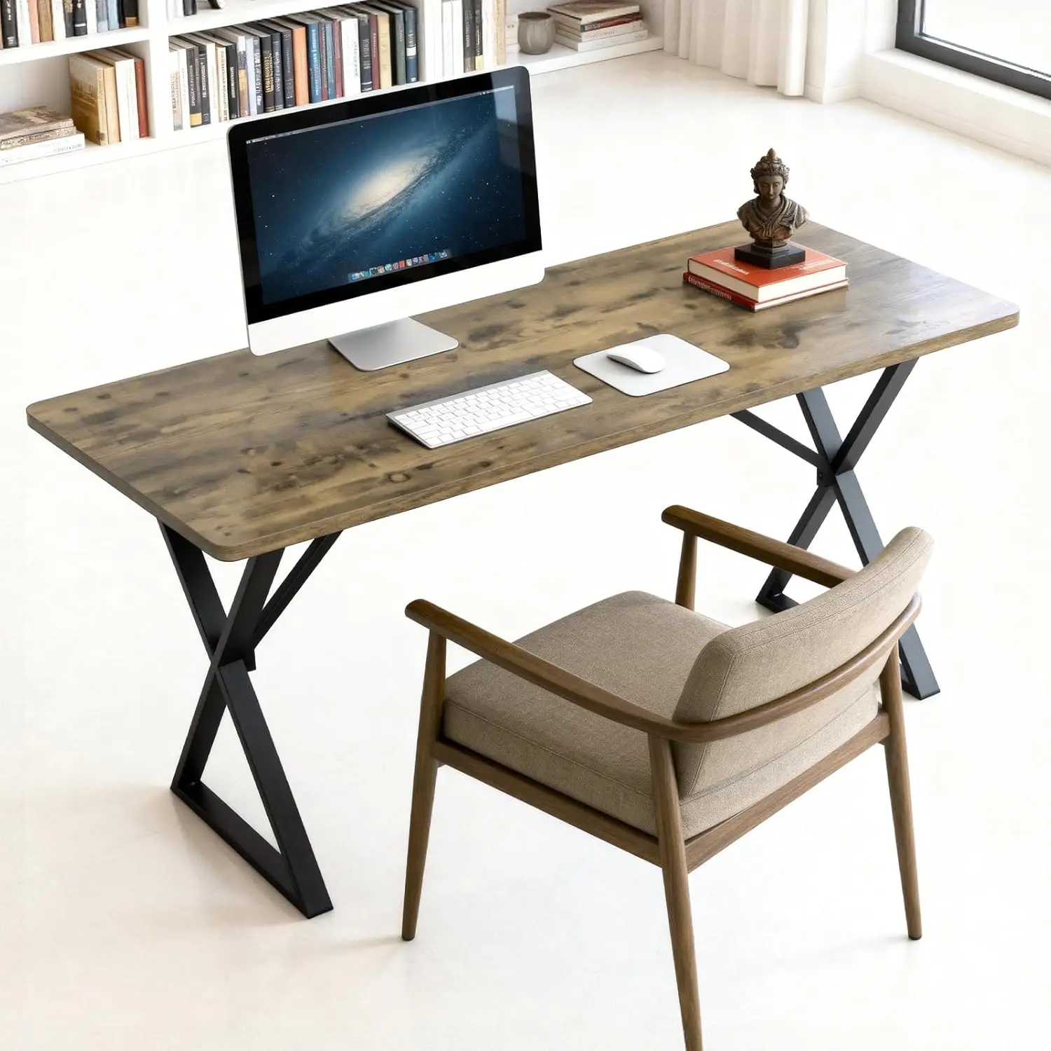 

Heavy Duty Office Desk with Thick Desktop & Reinforced Metal Frame for Home Office, Gaming, or Dorm