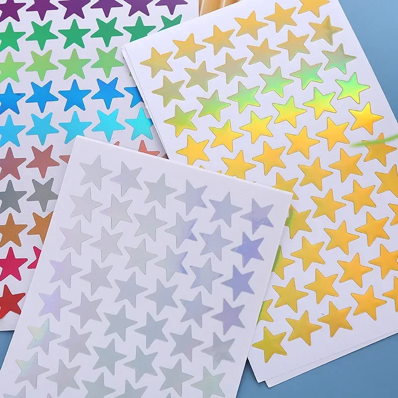 5 sheets Color Laser Star Stickers Kids Reward Behavior Chart Label Student Planner School Classroom Teacher Supplies