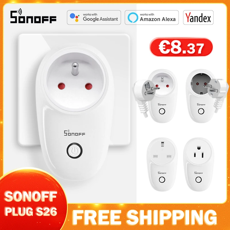 S26R2 SONOFF US FR DE BR Plug Wifi Smart Socket LAN Control Timing Plug Support Alexa Google Ewelink Yandex Alice Smartthings