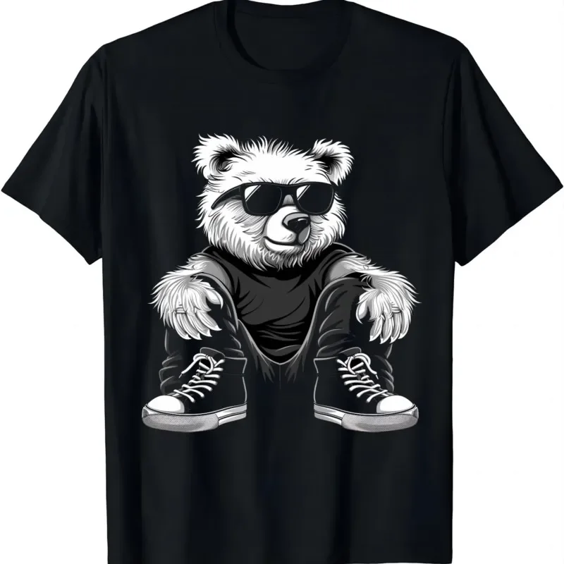 Hip-hop Sneakerhead Bear Tee - Red Kicks & Attitude T Shirts  Graphic T Shirts Mens Clothes Tops Camisas Streetwear