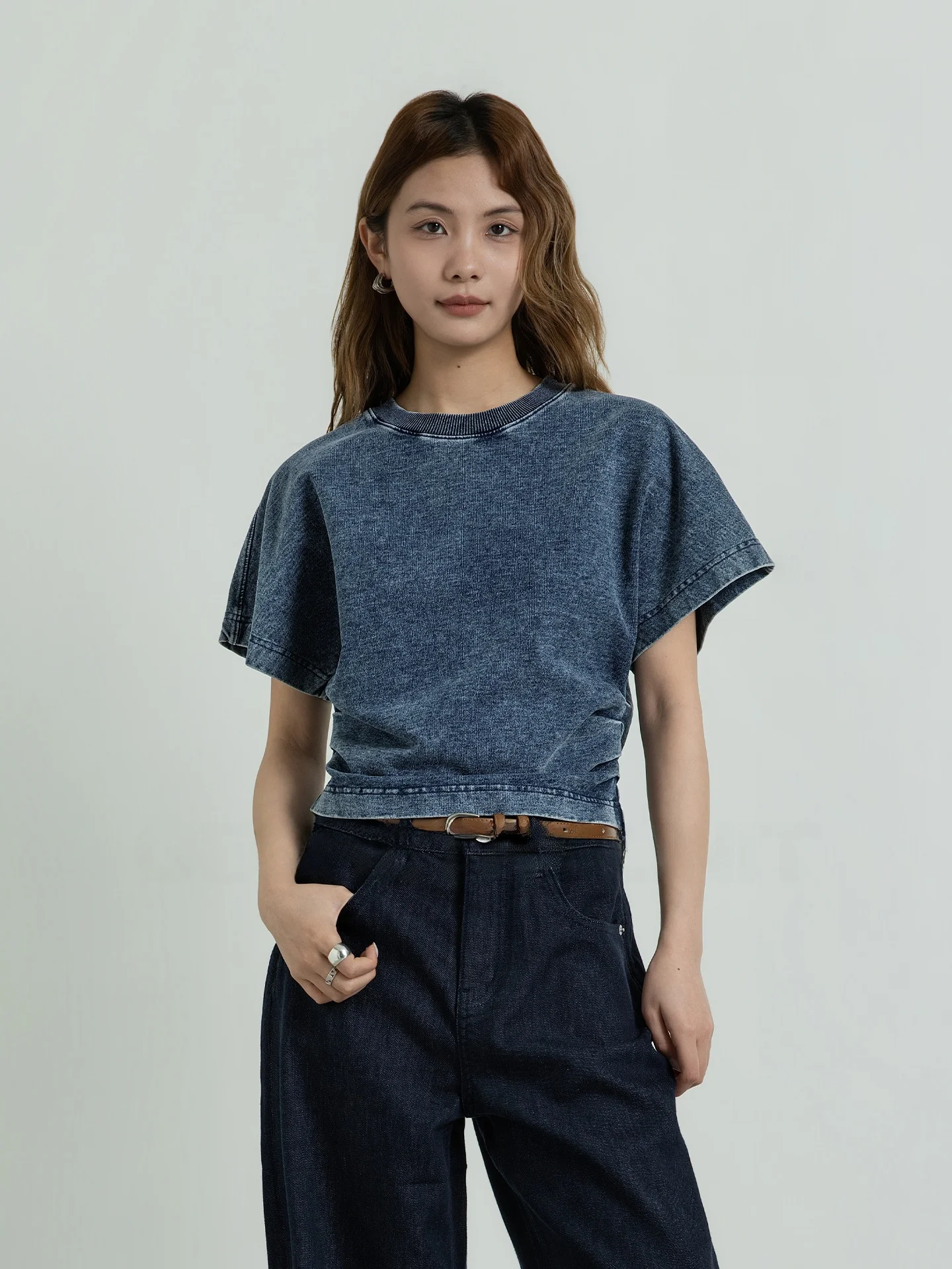 

Casual Short Sleeve T-Shirt Women's Summer Fashion Design Breathable Cotton Top Versatile Half Sleeve Short Length round Neck