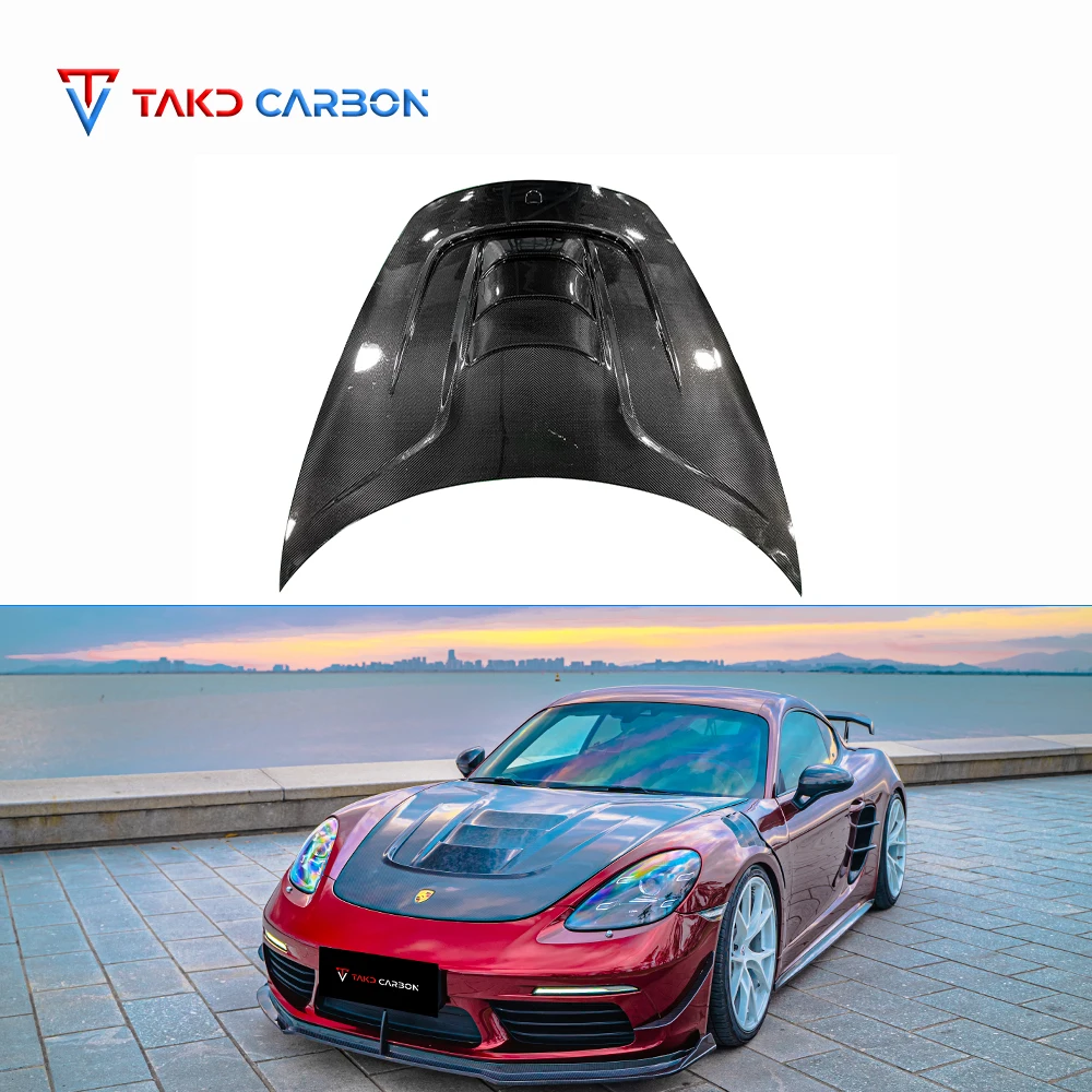 

TAKD Carbon Design Dry Carbon Fiber Engine Hood Cover for Porsches 718 Boxster Cayman 2016-2023