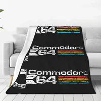 Retro Commodore 64 Fleece Throw Blankets C64 Amiga Computer Geek Nerd Blankets for Home Bedroom Lightweight Thin Bedding Throws