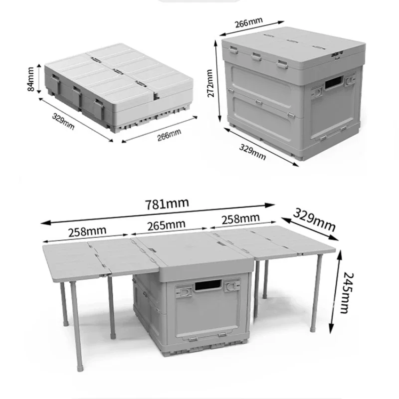 Multifunctional Camping Box Storage Folding Table Outdoor Camping Dustproof Equipment Storage Artifact Portablepatio Table