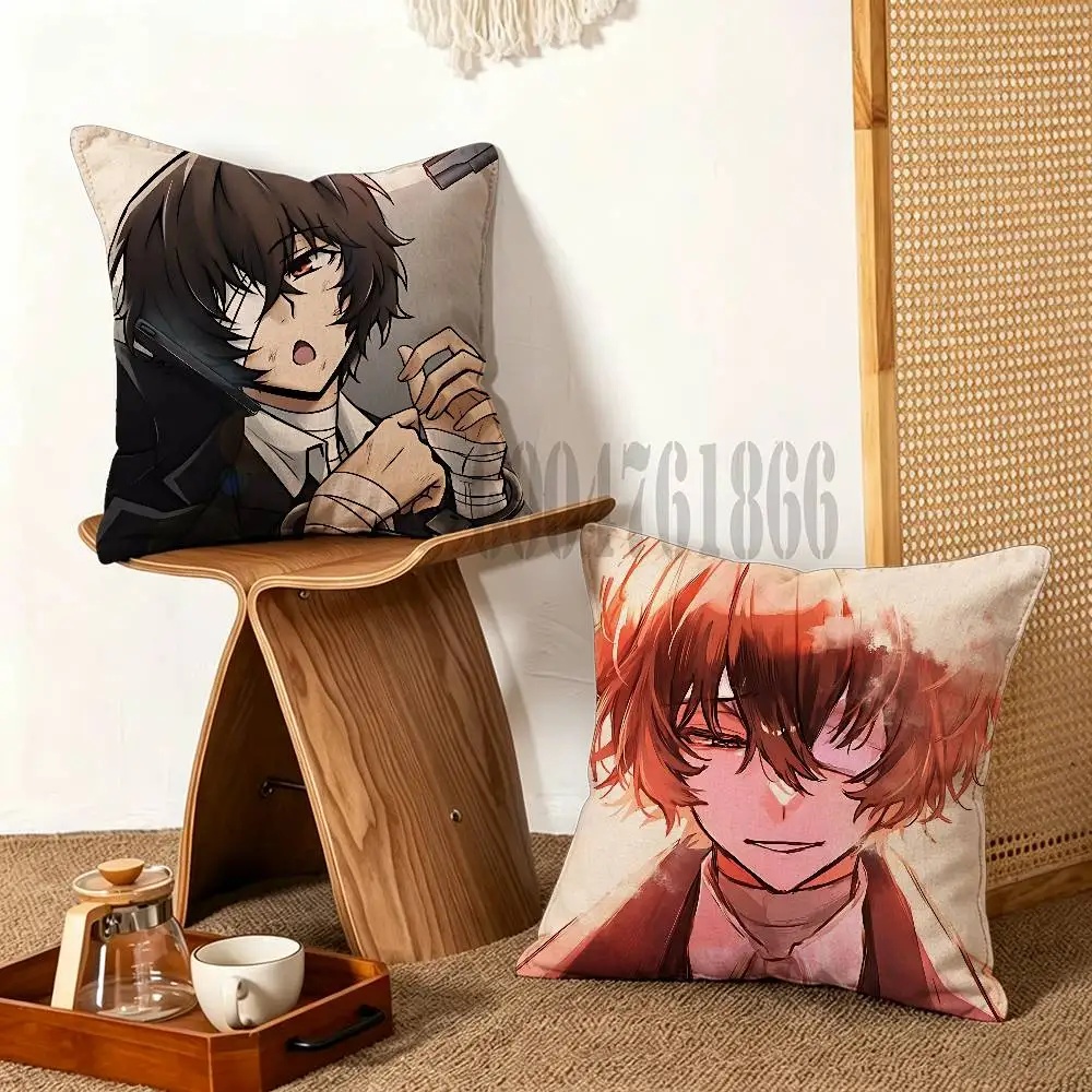Osamu D-Dazai Pillow Cover Home Decor Art Design Decor Pillowcase Cushion Cover for Bed Sofa Living Room, Indoor and Outdoor