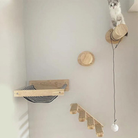 Cat Tree Wall Mounted Cat Climbing Bridge with Scratching Post and Cat Hammock Sisal Ladder for Kitten Playing and Rest