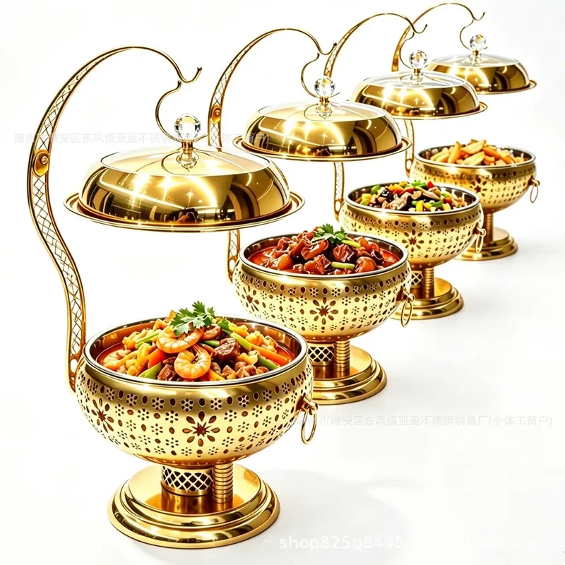 8L Stainless Steel Chafing Dish Buffet Warmer Hanging Cover Food Server for Catering Hotel Restaurant Kitchen Equipment