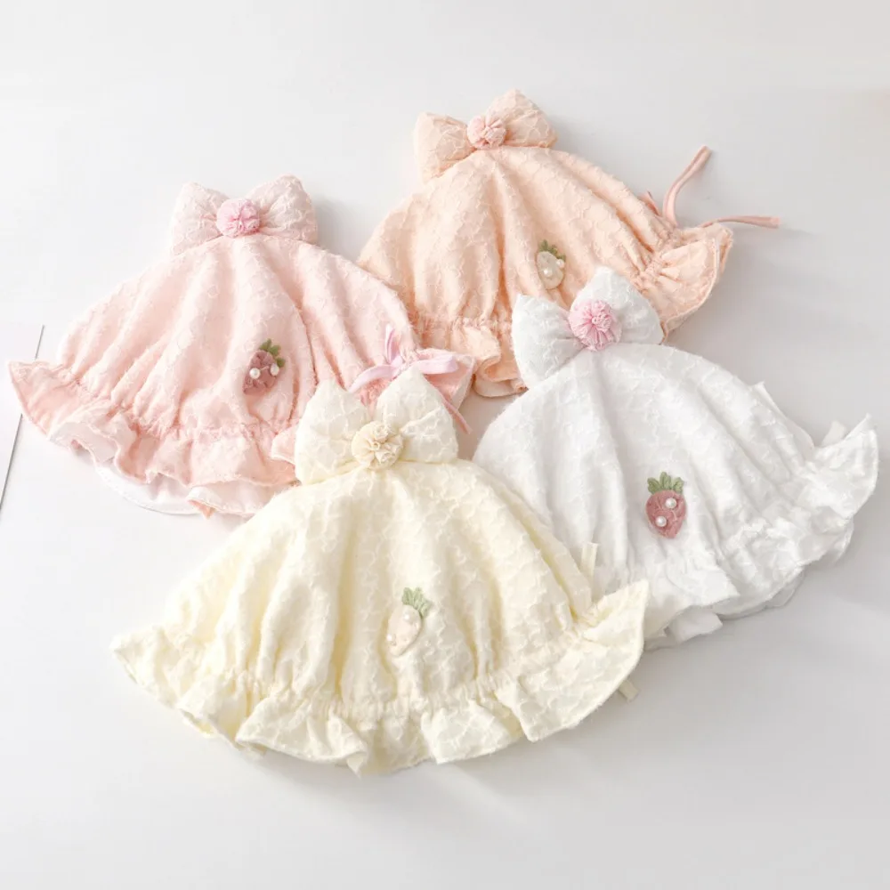 

Solid Color Ruffle Princess Cap Cute Adjustable Lace Bow Baby Bucket Hat Cotton Spring Autumn Fisherman Caps Newborn