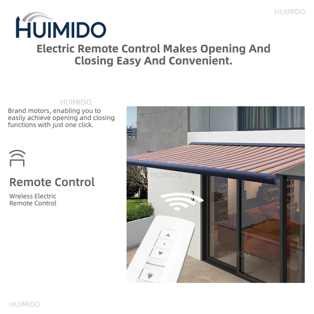Motorized Smart Awning High Performance Luxury Villa Waterproof Weatherproof Heavy Duty For Outdoor Patio Garden Yard Deck Use