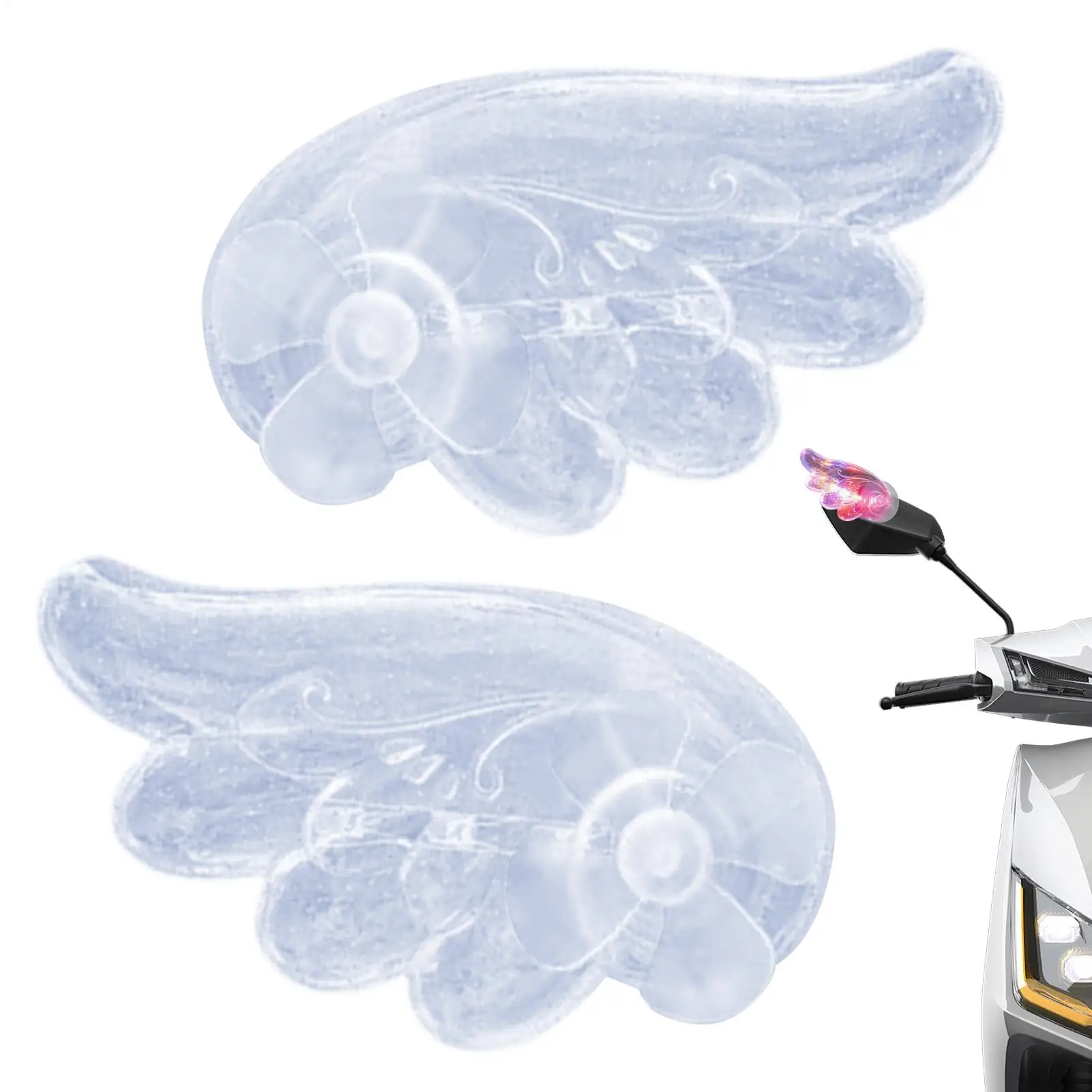 

Motorcycle Helmet Angel Wings Cute Wind-powered Generation Ornament Waterproof Angel Wing Design Scooter Decor for Rearview