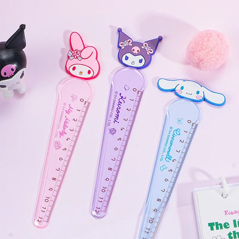 18pcs/lot Sanrio Kuromi Melody Cinnamoroll Ruler Creative Drawing Tool Bookmark Promotional Stationery Gift School Supplies