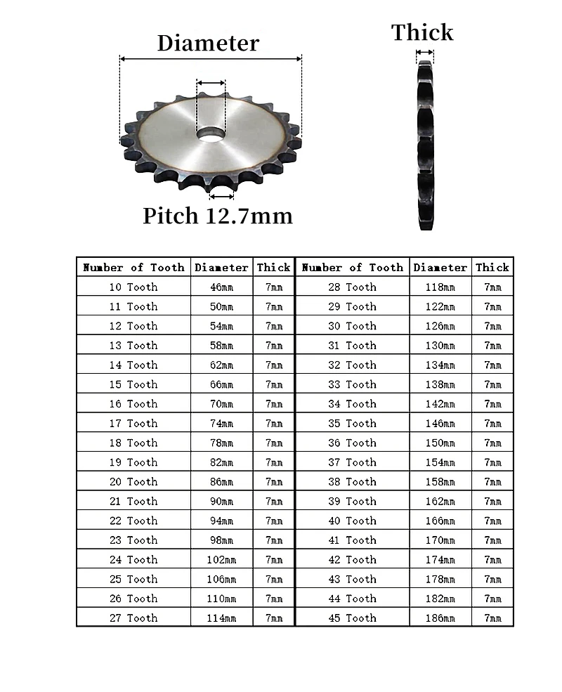 1pcs 08b Flat Chain Sprocket 10-25 Teeth A3 Steel Pitch 12.7mm Flat Piece Chain Sprocket Industrial Drive Sprocket