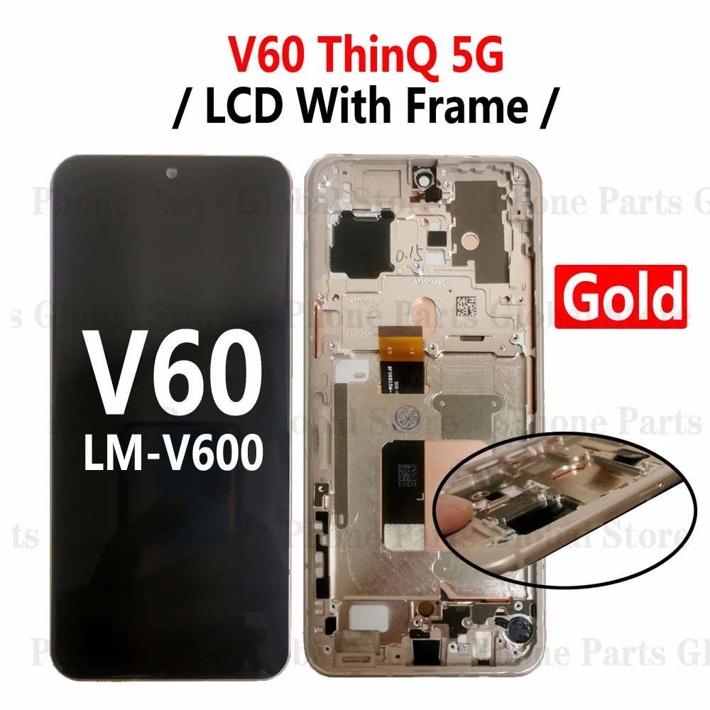 LCD With Frame For LG V60 V600 V40 V405 V50 V500N V50S V510N ThinQ 5G Display Screen Touch Sensor Digitizer Assembly Replacement