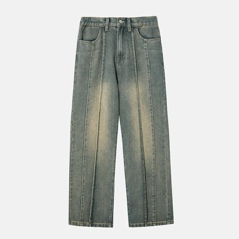 High Street Wash Denim Jeans For Men Autumn Trendy Three-dimensional Stitching Loose Jeans Pants Y2K Streetwear Unisex Clothing