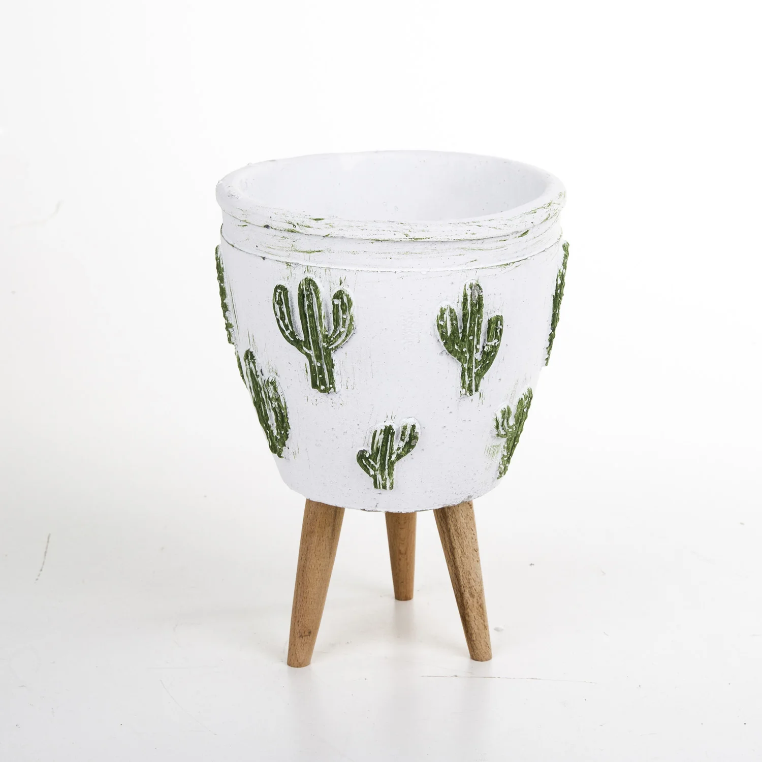 Green white tumbled cactus concrete flower pot 14x20 Cm