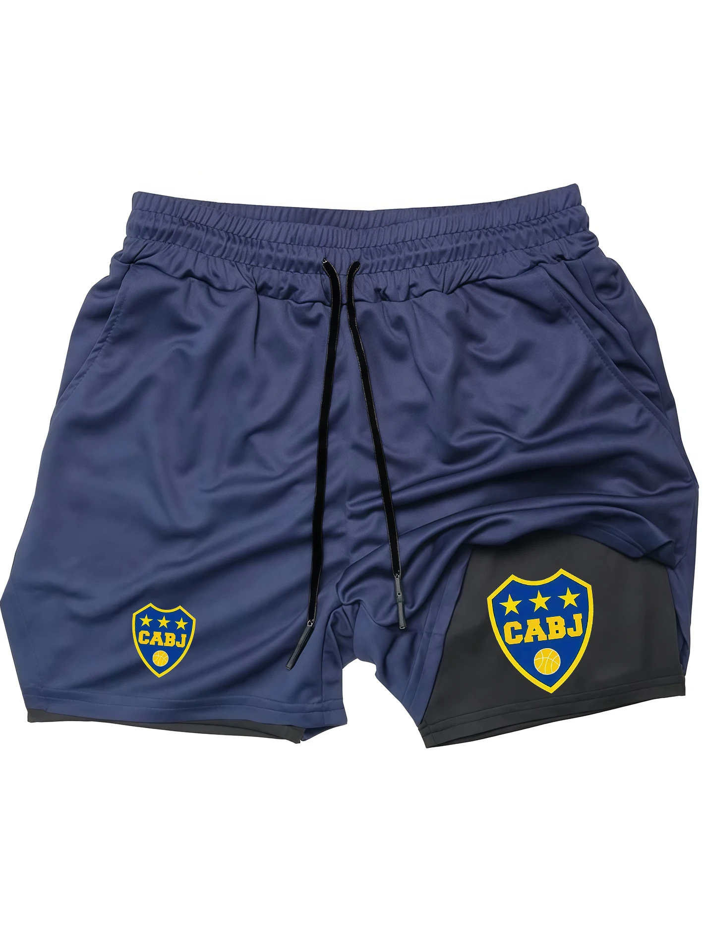 Men's Double Layer Training Shorts Quick Dry Breathable Sports Pants Soccer Basketball Gym Running Workout Shorts with CABJ Club