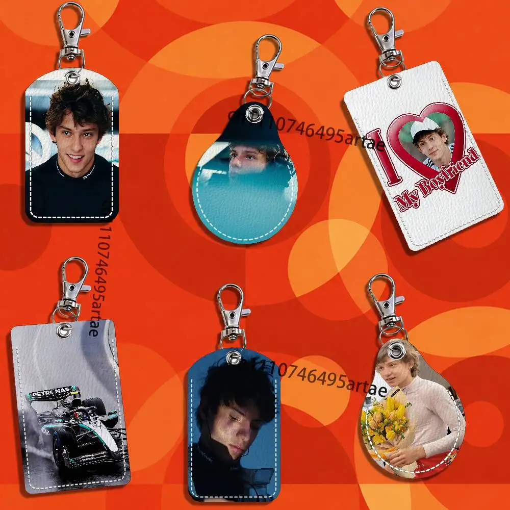 cool A-Andrea K-Kimi Antonelli Card Case Leather Card Holder Keychain Key Ring Transportation Card Case
