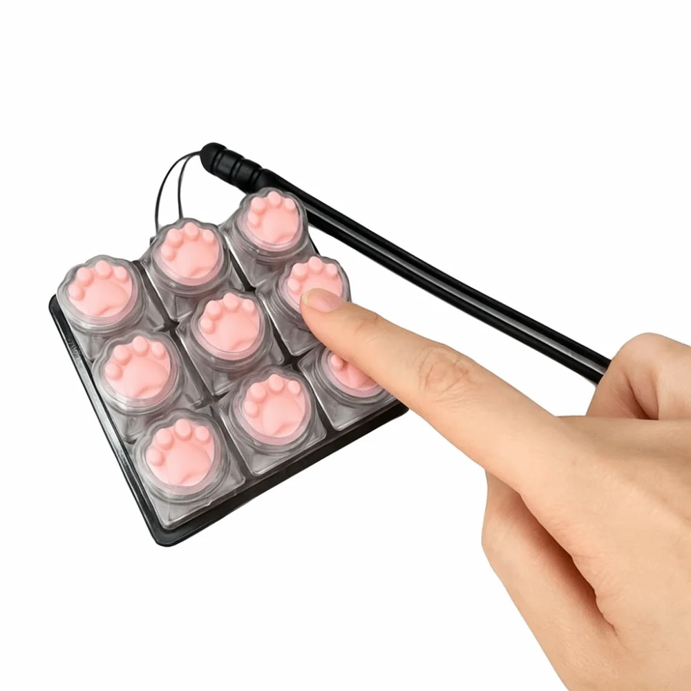 휴대용 9키스 피젯 키체인 키 버튼 DIY 키보드 클릭커 장난감 스트레스 해소 시간 죽이기 클릭커 장난감 성인용 장난감