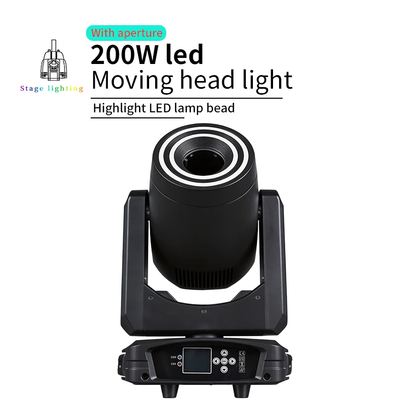 

Новый светодиодный прожектор DMX LED мощностью 200 Вт с эффектом узорчатого луча, апертурой и бипризменным эффектом, поддерживает управление через DMX, подходит для [указать область применения].