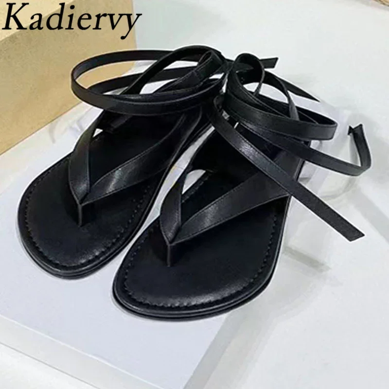 

Horsehair Sandals Women Flip-Flops Ankle Cross Tied Roman Summer Shoes Women Genuine Leather Flat Sandals Woman Sandalias Mujer