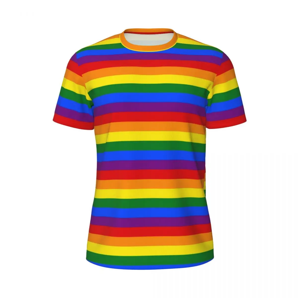 Rainbow Stripe T Shirt Pride Flag Print Trendy Cool Gym T-Shirts Short-Sleeve Breathable Tshirt Beach Y2K Basic Oversized Tees