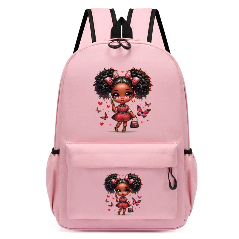 Mochila infantil Chibi, Preto, Menina, Borboleta rosa, Adolescente, Mochila infantil, Mochila infantil, Meninas Viagem Bagpack