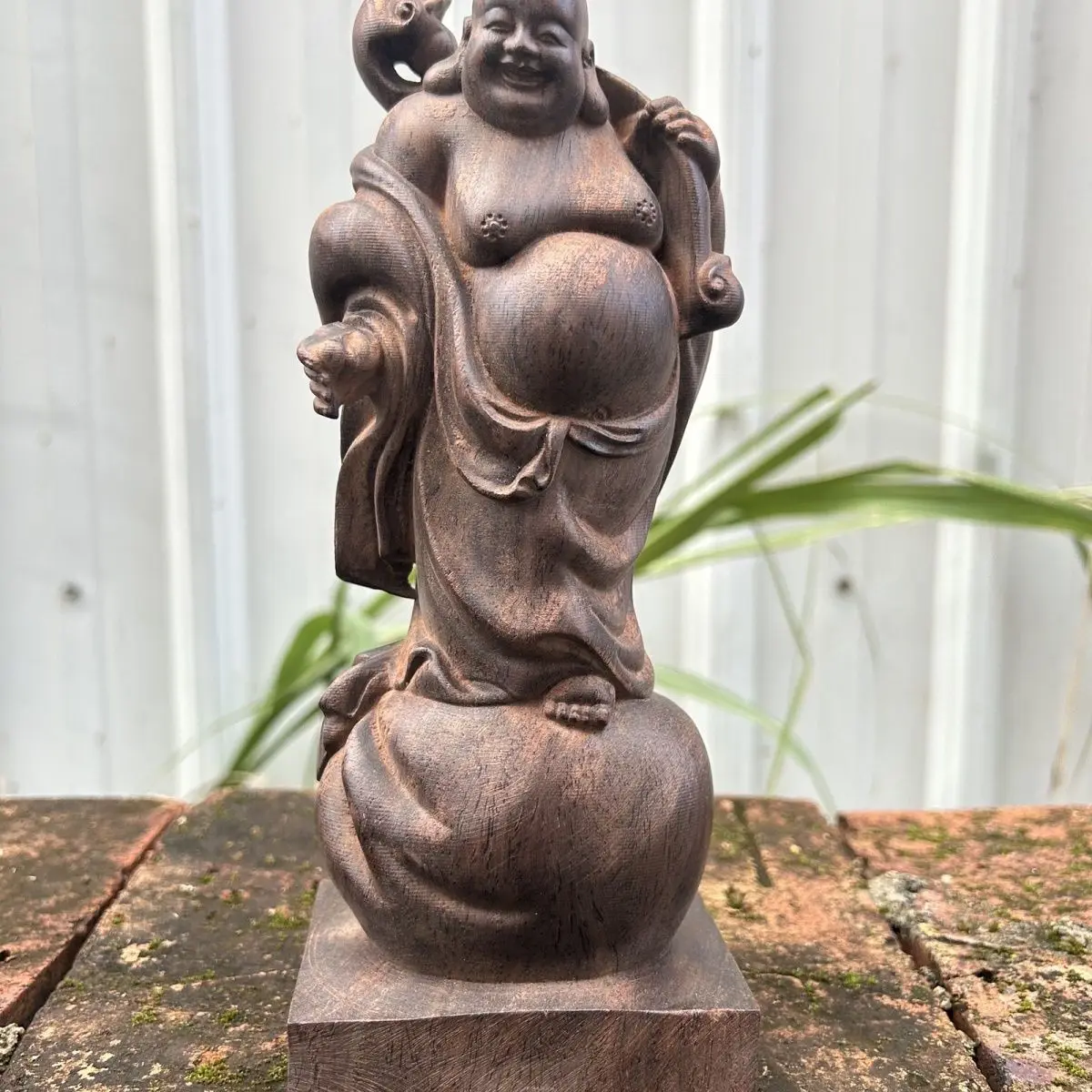

Vietnam Nha Trang White Ky Nam Agarwood Maitreya Buddha Solid Wood Carving Living Room Hallway Feng Shui Gift