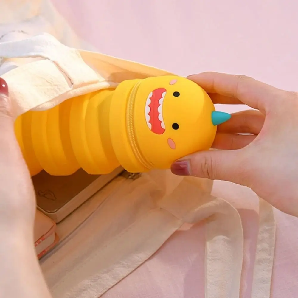 3D Little Dinosaur Pencil Case Waterproof Kawaii Silicone Stationery Box Large Capacity Cute Coin Purse Desktop Storage