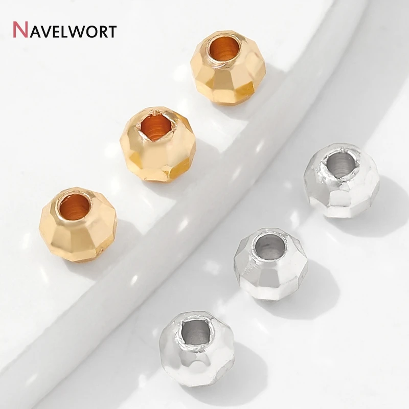 14K Gold Plated Brass Faceted Round Spacer Beads,Separator For Beads, For DIY Bracelet Necklace Making Accessories view 4