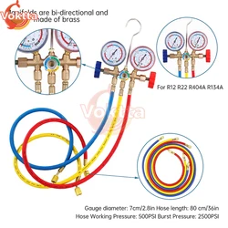 R12 R22 R404A R134A manometro aria condizionata manometro collettore Set di refrigerazione con tubi flessibili accoppiatori regolabili rubinetto adattatore