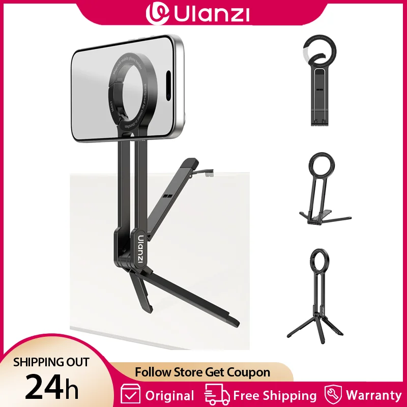 Ulanzi MA57 Magsafe Carabiner Phone Tripod Phne Stand Holder with Hook for Iphone 17 16 15 Pro Max Android Vlog Live-Streaming