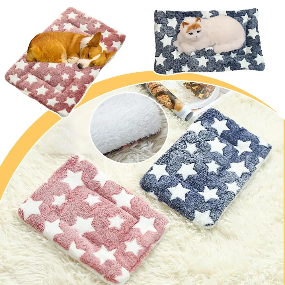 

Pet Bed Mats Soft Flannel Pet Mat Winter Thicken Warm Washable Sofa Machine Cover Dog Cushion Dog Cat Accessories Blanket P H8J1