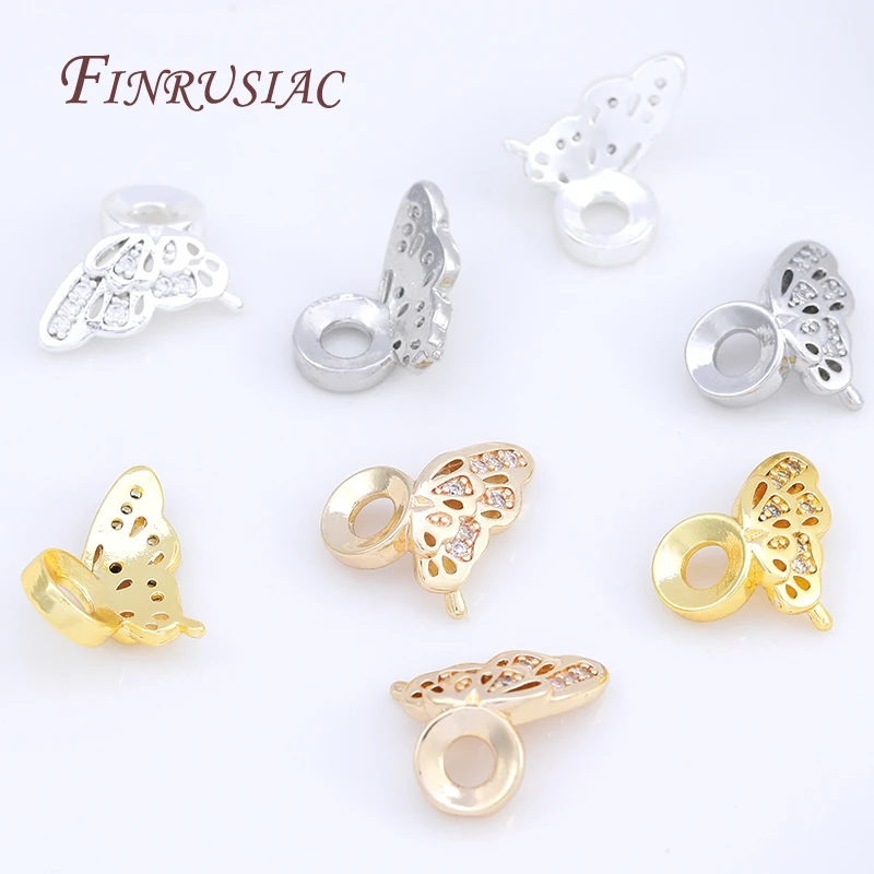 18K Gold Plated Zircon Butterfly Beads For Bracelets Accessories,Metal Separator Beads,Spacer Beads DIY Jewelry Making Supplies image 3