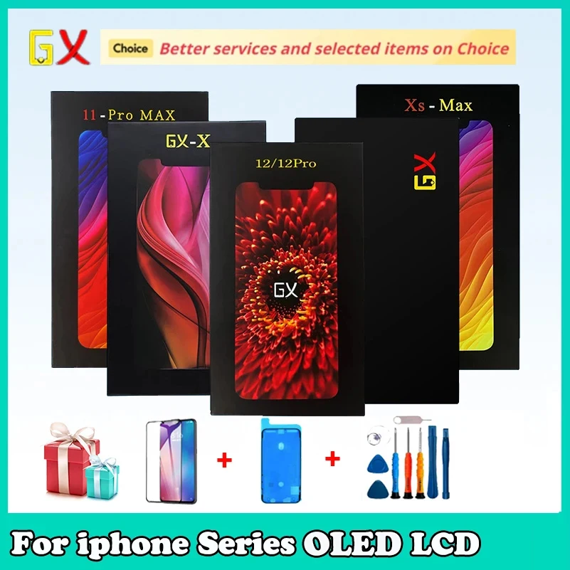 GX OLED Screen For iPhone X XS Max XR 11 12 Pro Max LCD Display Touch Screen Digitizer Assembly Oled For iPhone 11 12 13 Oled