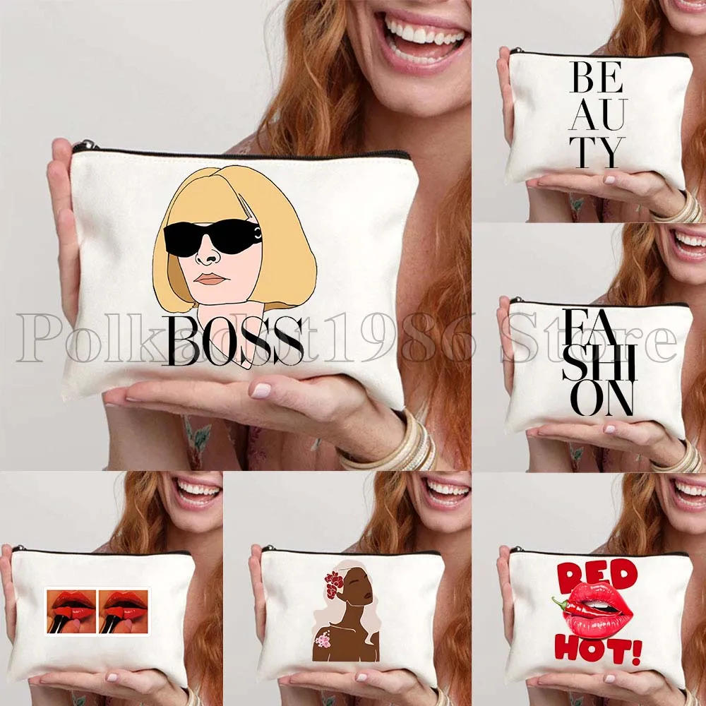 

Aesthetic Fashion Women Girl Magazine Beauty Boss Dame Anna Gift Canvas Cosmetic Bag Makeup Toilet Bag Pencil Case Zipper Pouch