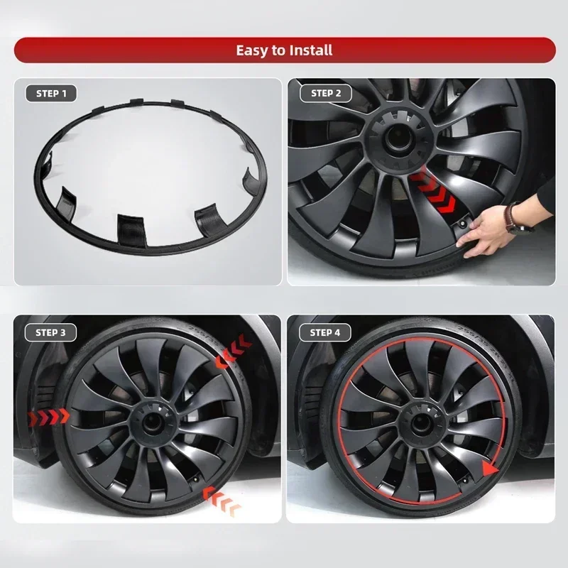 4PCS Car For Tesla Model 3 Accessories 20Inch Vehicle Wheel Rims Edge Protector Ring Tire Guard Strip 2020-2023 Wheel Hub Covers