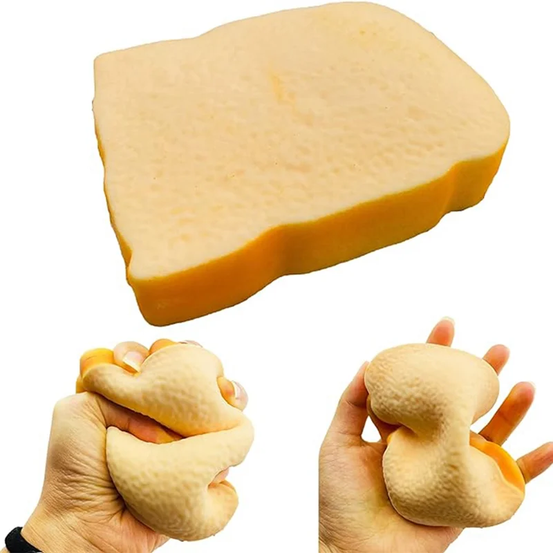 ABXE-Stress di pane a fette per toast, squish a forma di pane, agitazione sensoriale, sollievo dallo stress per compressione divertente e ingannevole Dura