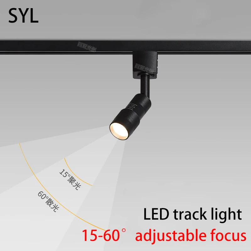 Led Track Light 15-60 Degree Adjustable Focus Zoom Spotlights Focusing Rail Spot Small Ceiling Lamp COB For Restaurant Museum