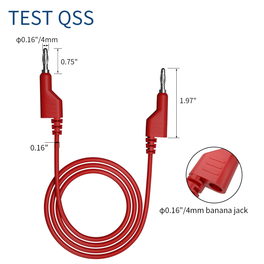 QSS 100CM 5Pcs Dual  4MM Stackable Banana Plug Test Lead Copper Cable Wire 15A for Electrical Testing And Measurement Tools
