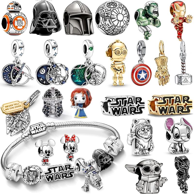 Disney Rescuer Star Charms Wars Beads For Original Pandora 925 sterling silver Bracelet Necklace Jewelry plata de ley 925