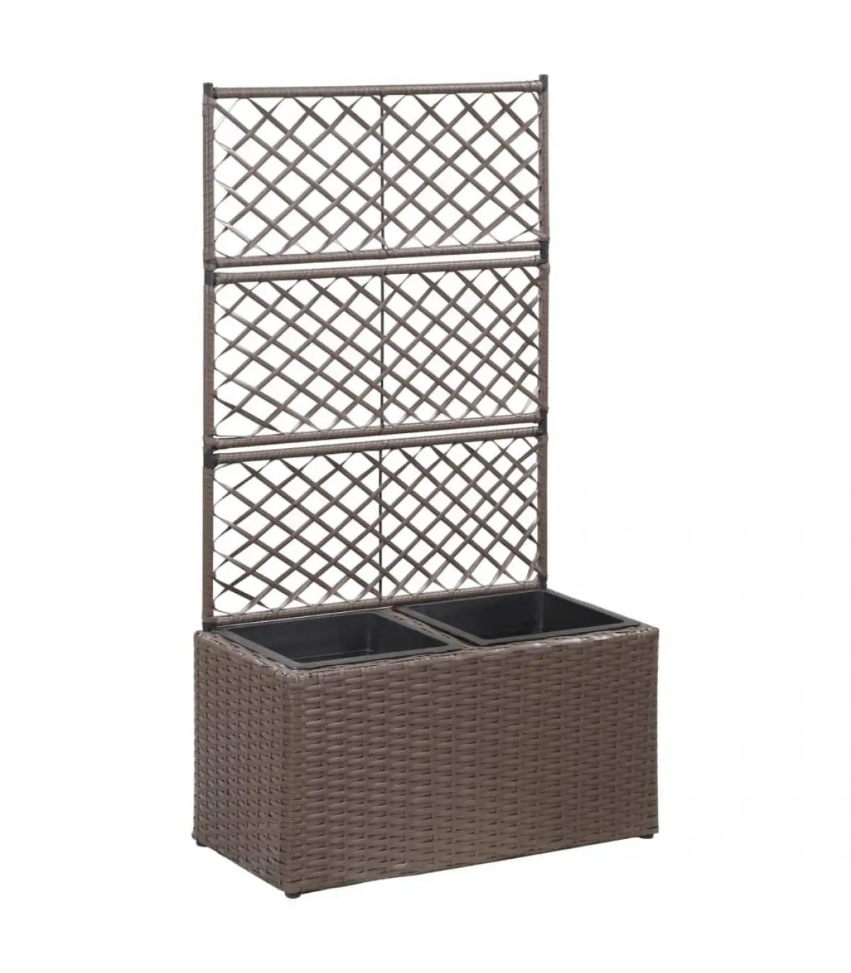 Planters and planters lattice and flowerbed 2 pots synthetic rattan Brown 58x30x107cm