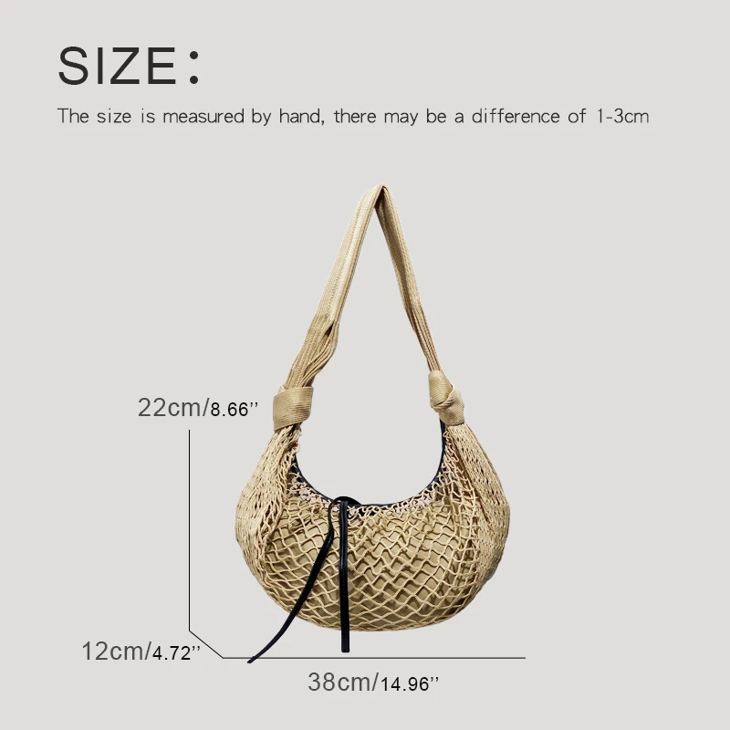 Korean Fortune Croissant Filt Half Moon Bags For Women Luxury Designer Handbags Purses 2024 New In Mesh Hollow Underarm Shoulder